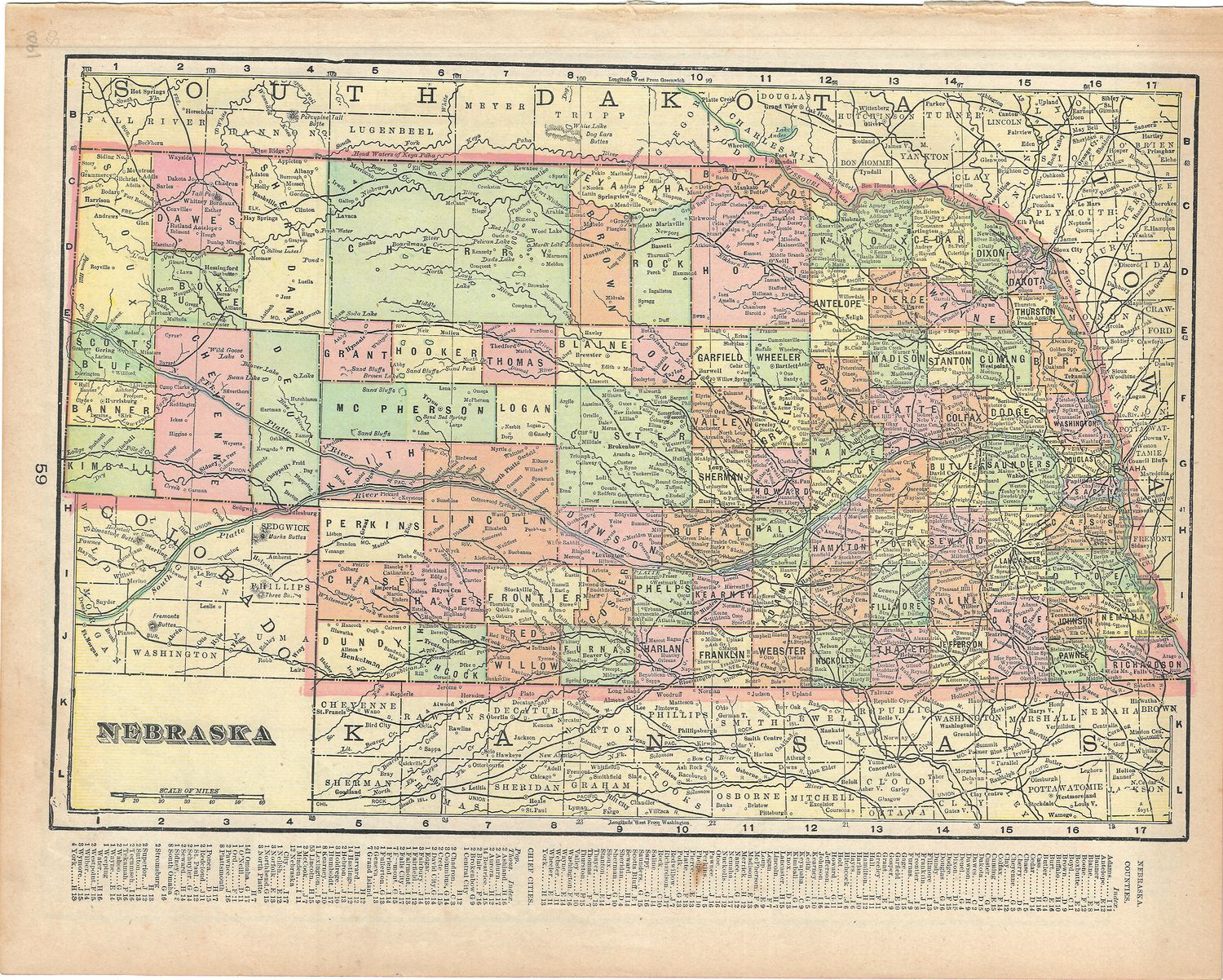 1900 Map of Nebraska from the Atlas Pub. Co.