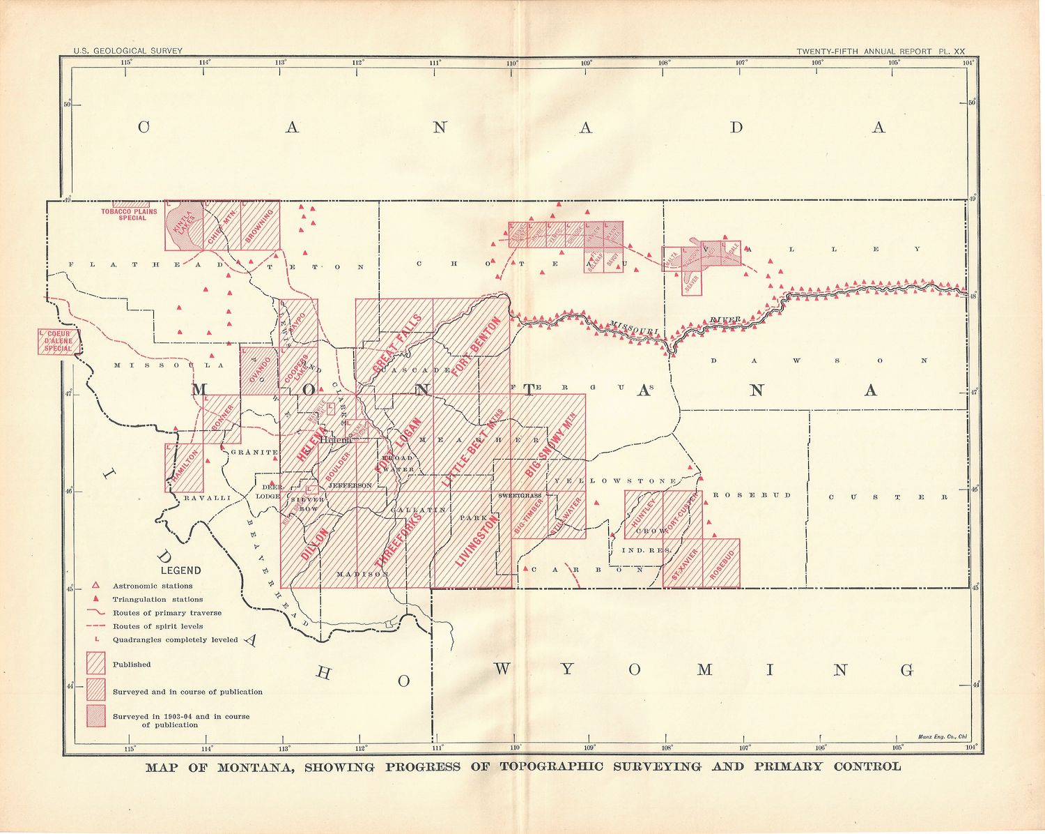 1905 USGS Index Map of Montana