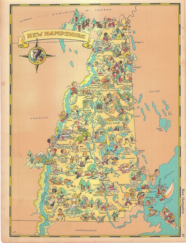 1934 Map of New Hampshire by Ruth Taylor White