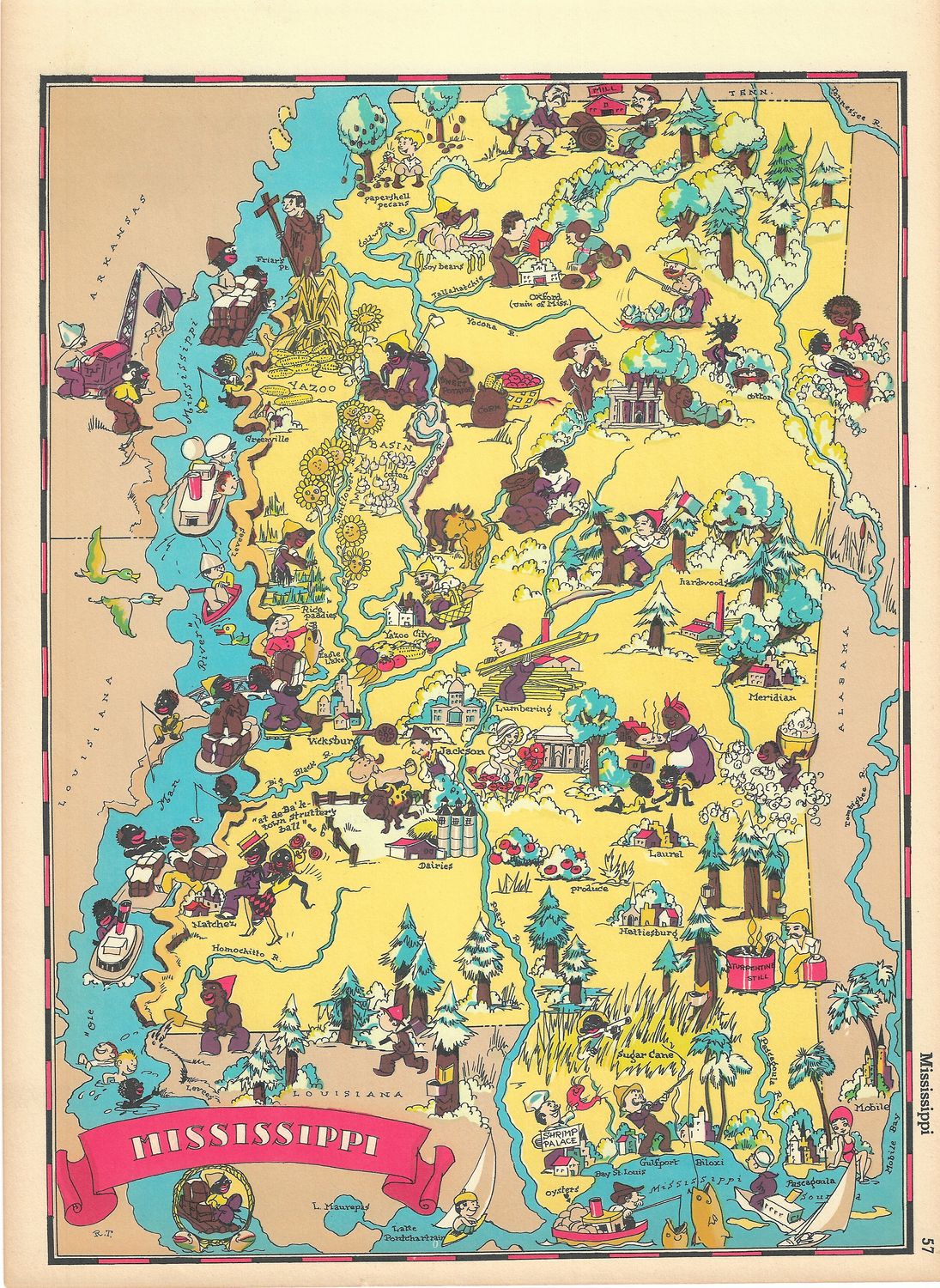 1934 Map of Mississippi by Ruth Taylor White