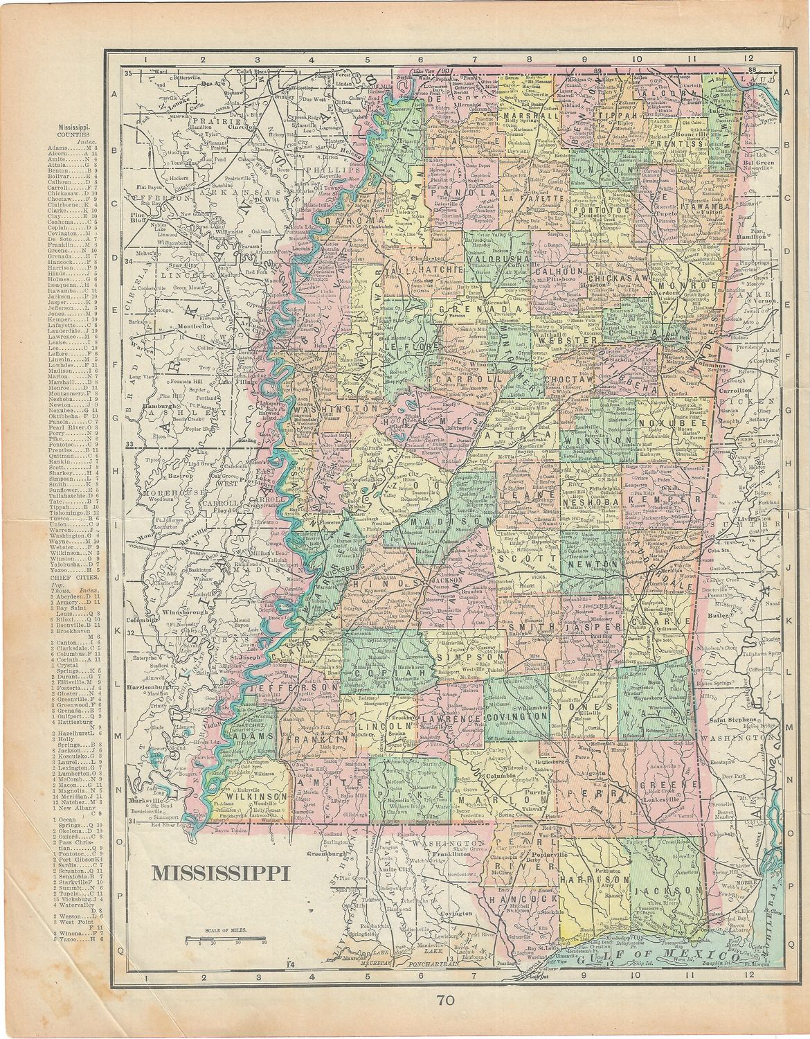 1899 Map of Mississippi by George Cram