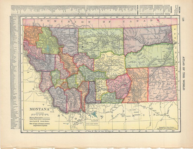 1888 Map of South Dakota from the Atlas of the World