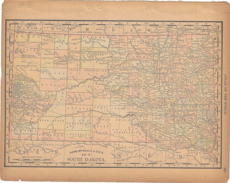 1889 Map of South Dakota by Rand McNally