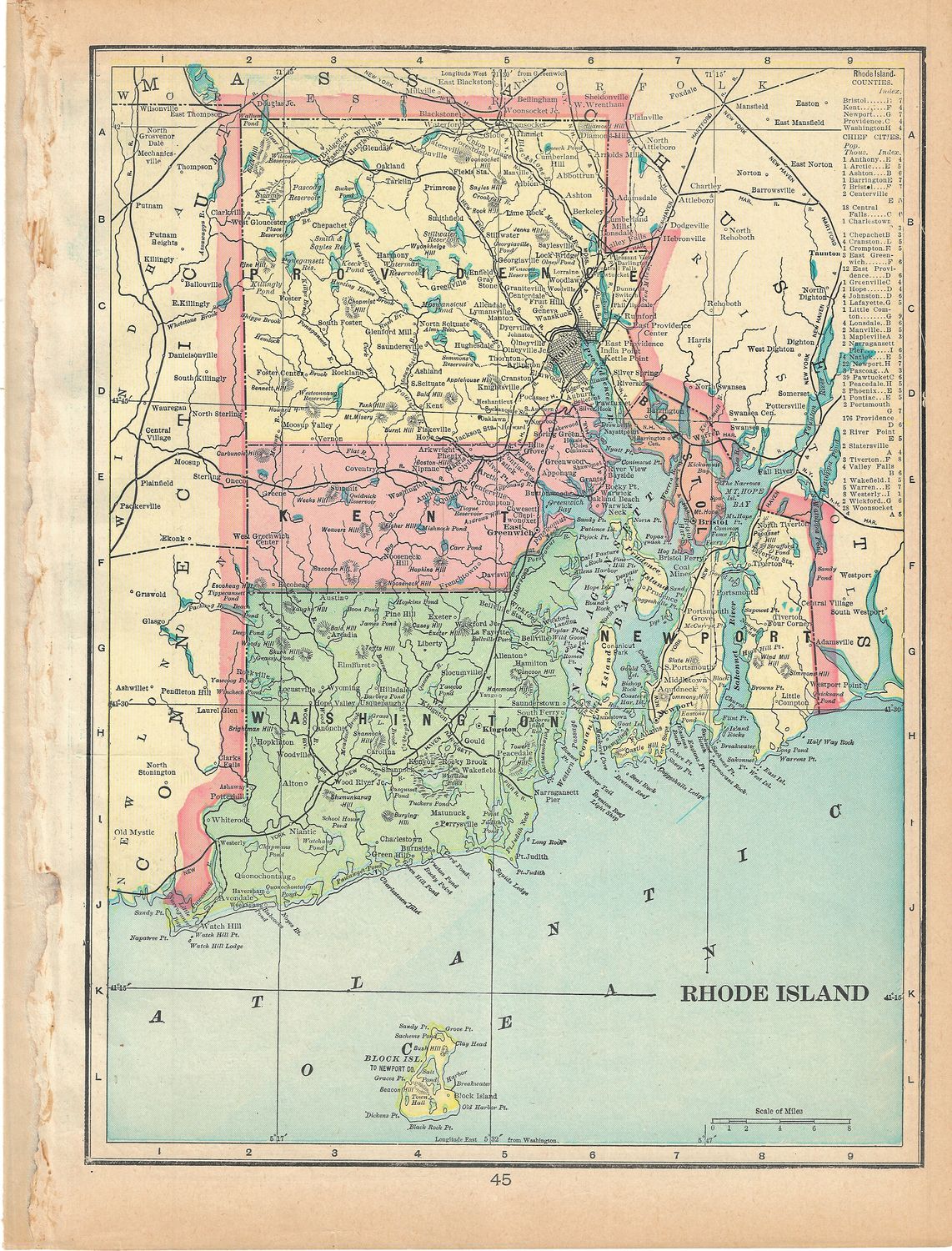 1901 Map of Rhode Island by George Cram
