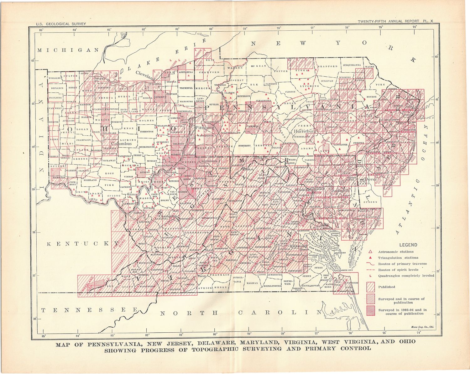 1905 USGS Index Map of Pennsylvania, New Jersey, Delaware, &amp; Maryland