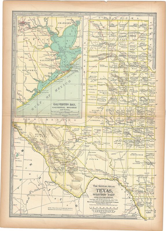 1911 Maps of Eastern and Western Texas from the Century Atlas (pair)
