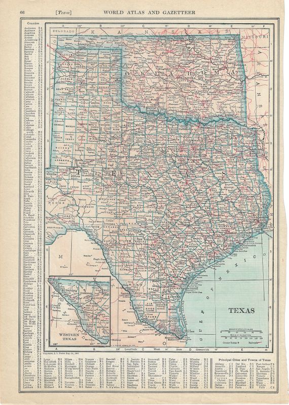1921 Map of Texas by LL Poates