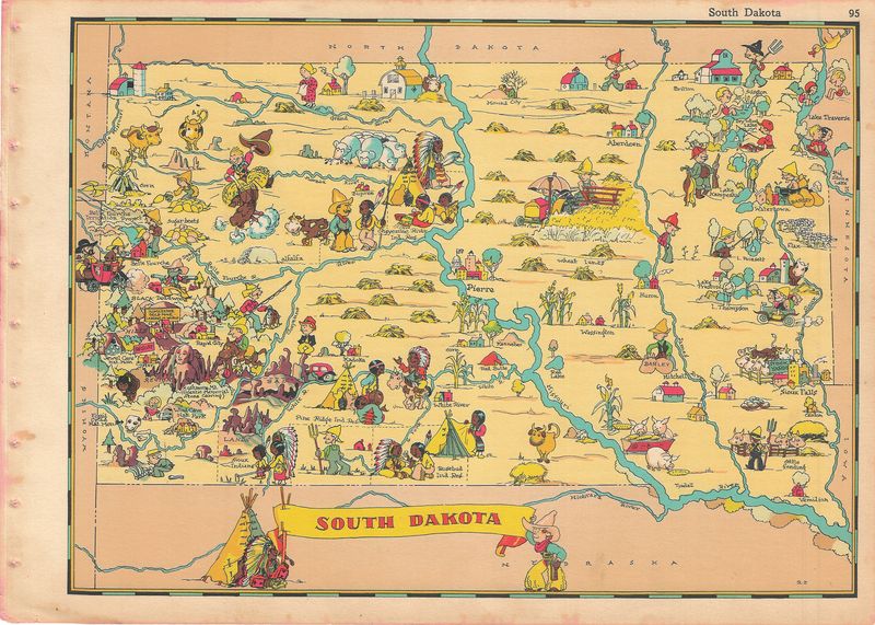 1934 Map of South Dakota by Ruth Taylor White