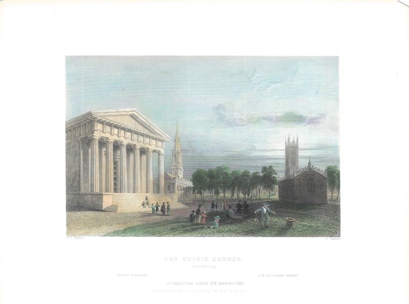 1852 View of the Gothic Chuch in New Haven, Ct