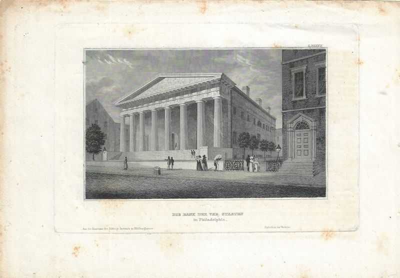 1852 View of Die Bank Die Ver. Staaten - ( United States Bank ) Philadelphia