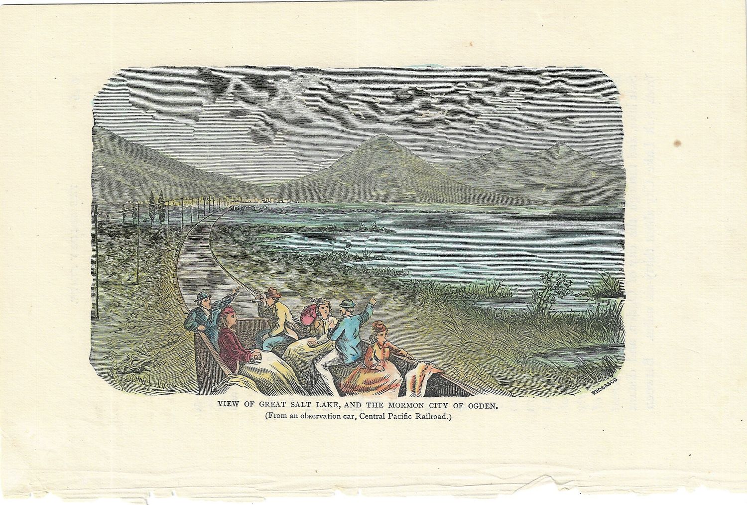 1867 View of the Great Salt Lake and Mormon City of Ogden