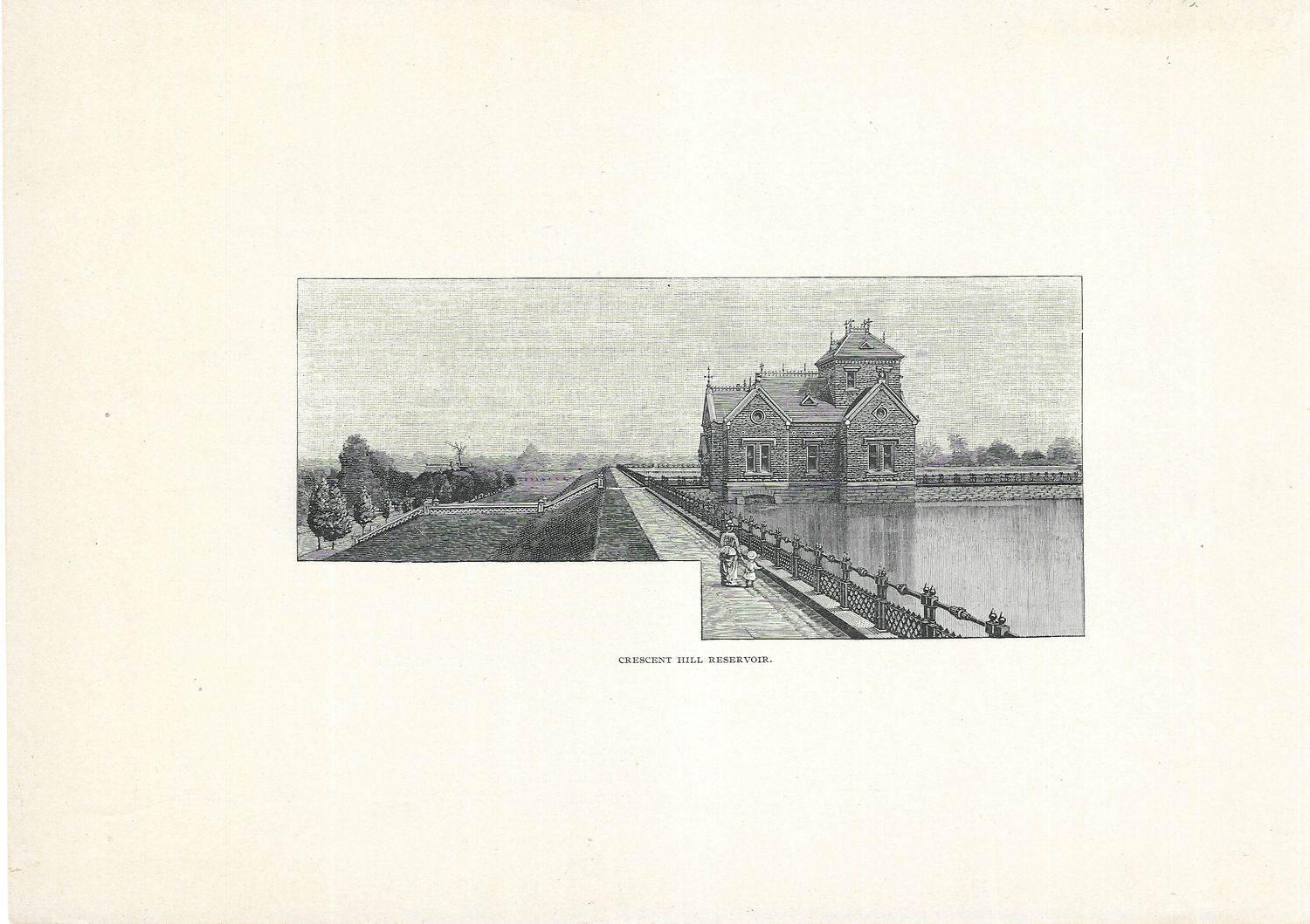1892 View of Louisville Kentucky - Cresent Hill Reservoir