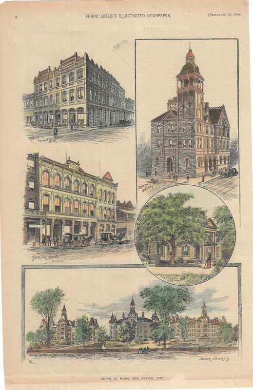 1890 Views of Waco Texas, the Geyser City from Frank Leslies Illustrated News