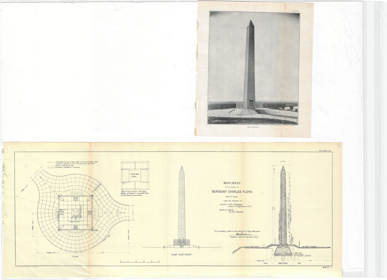1900 Specification Sketch of Sergeant Charles Floyd Monument w/ photo