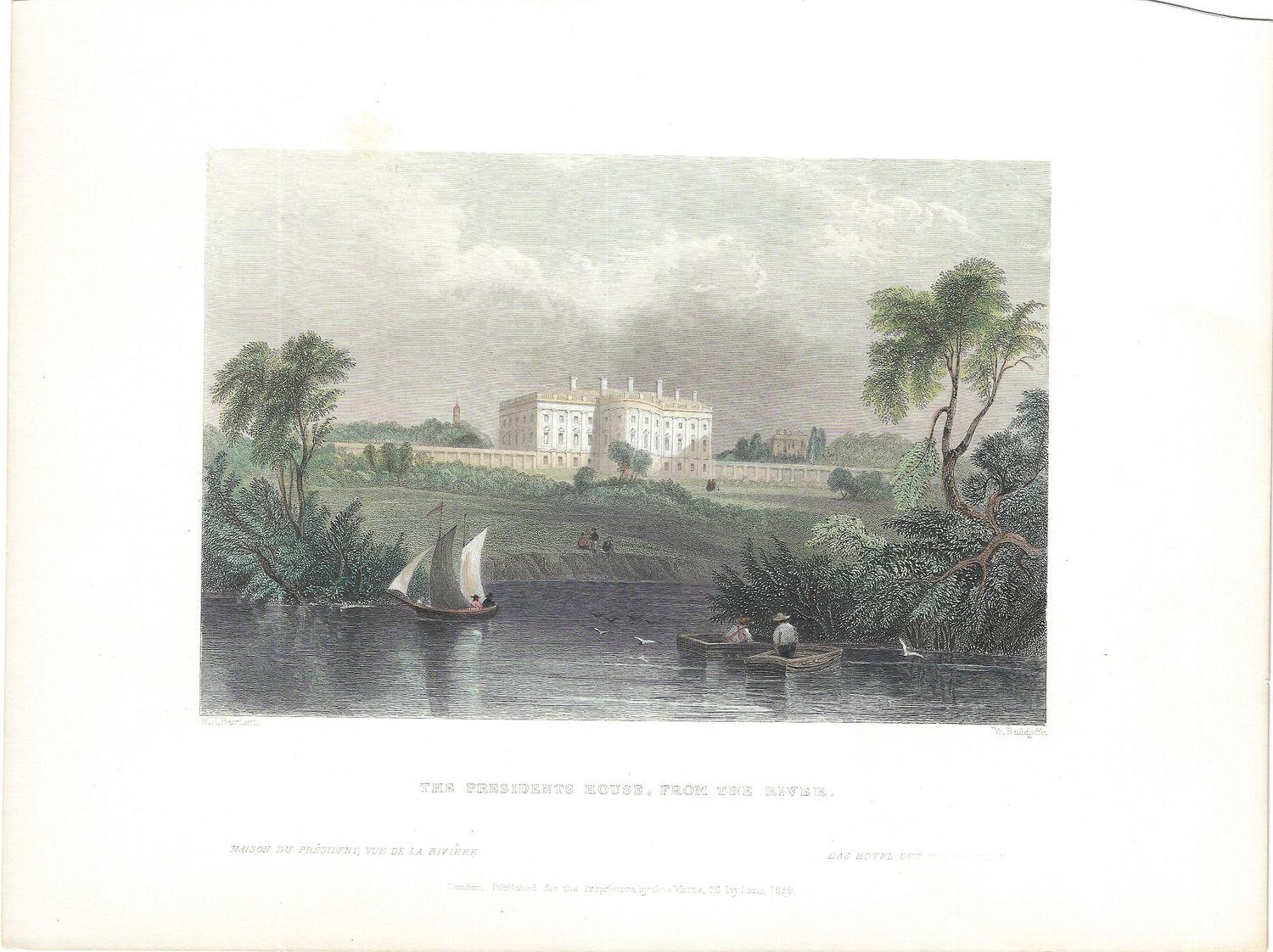 1852 View of the President&#39;s House from the River