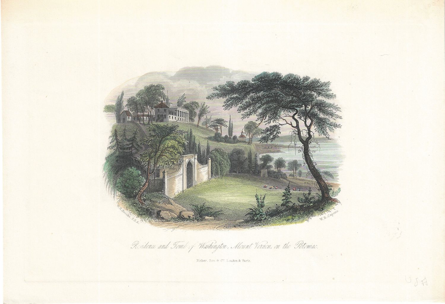 1840 View of the Residence and Tomb of Washington, Mount Vernon on the Potomac