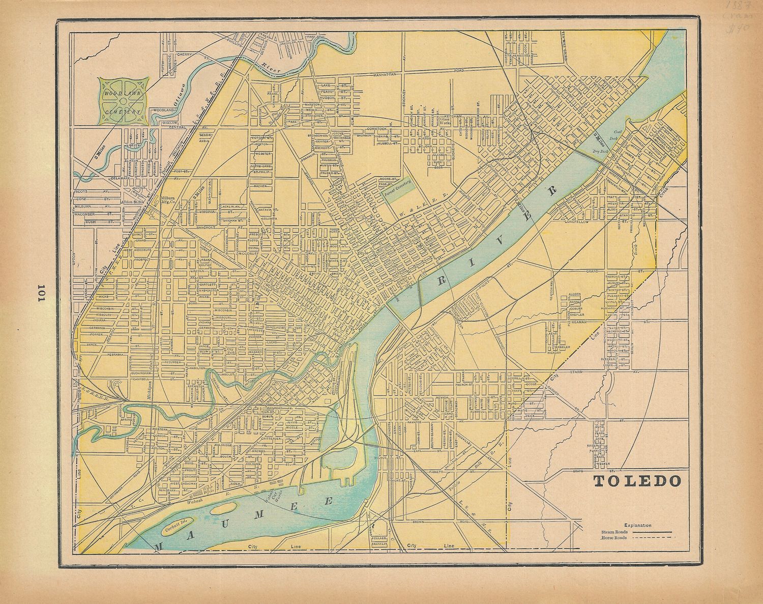 1887 Map of Toledo (Detroit) by George Cram