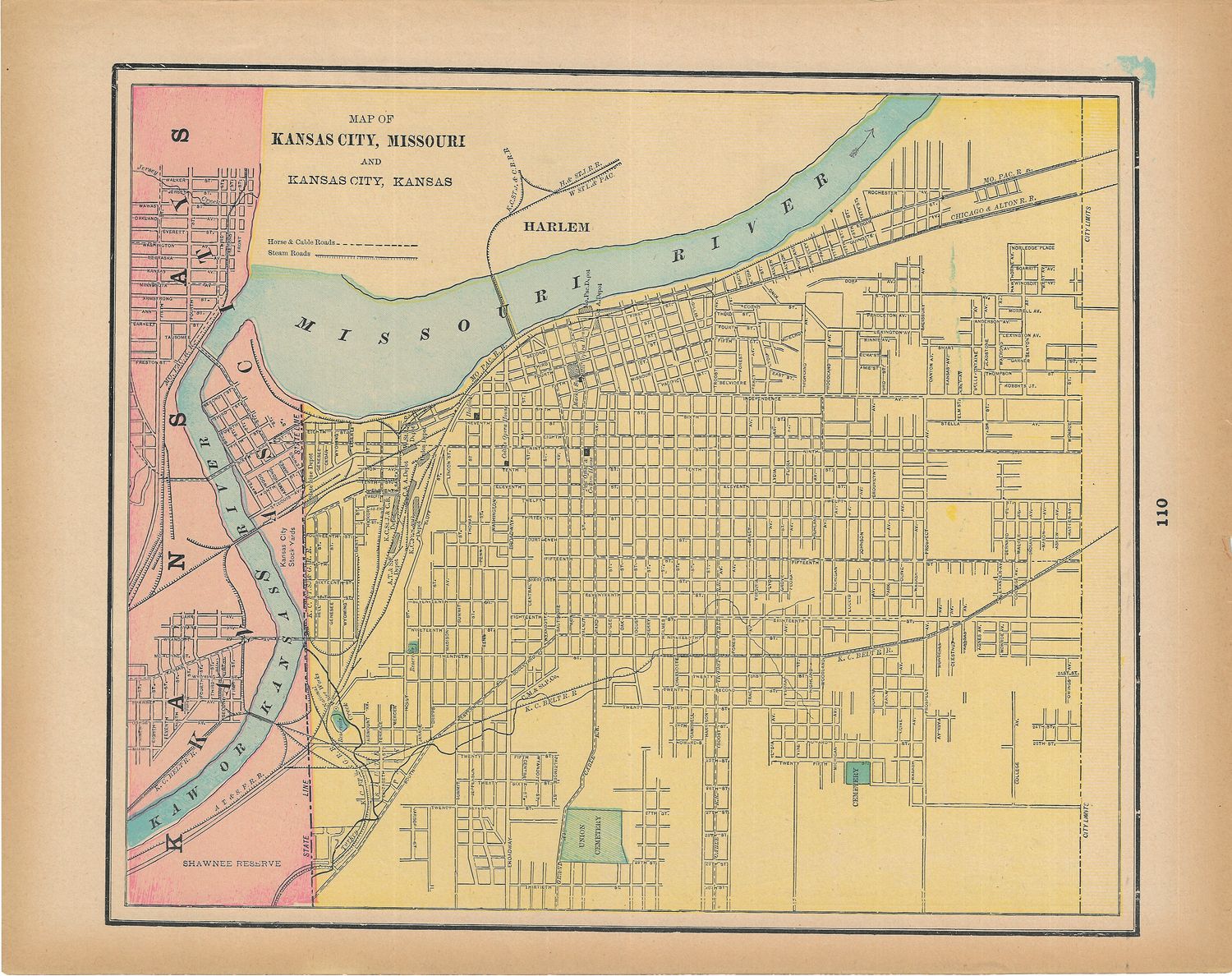 1887 Map of Kansas City (St.Louis) by George Cram