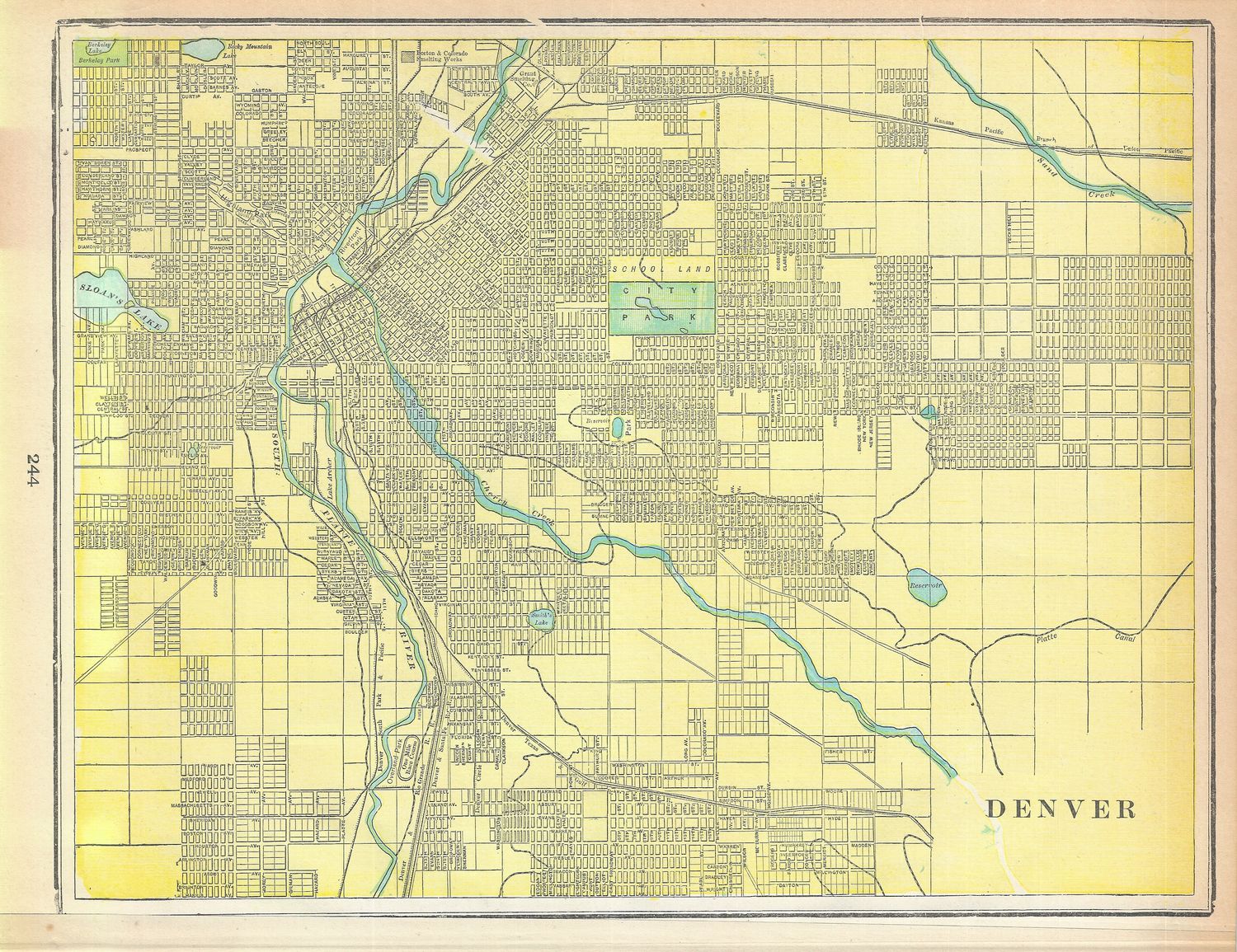 1901 Map of Denver by George Cram