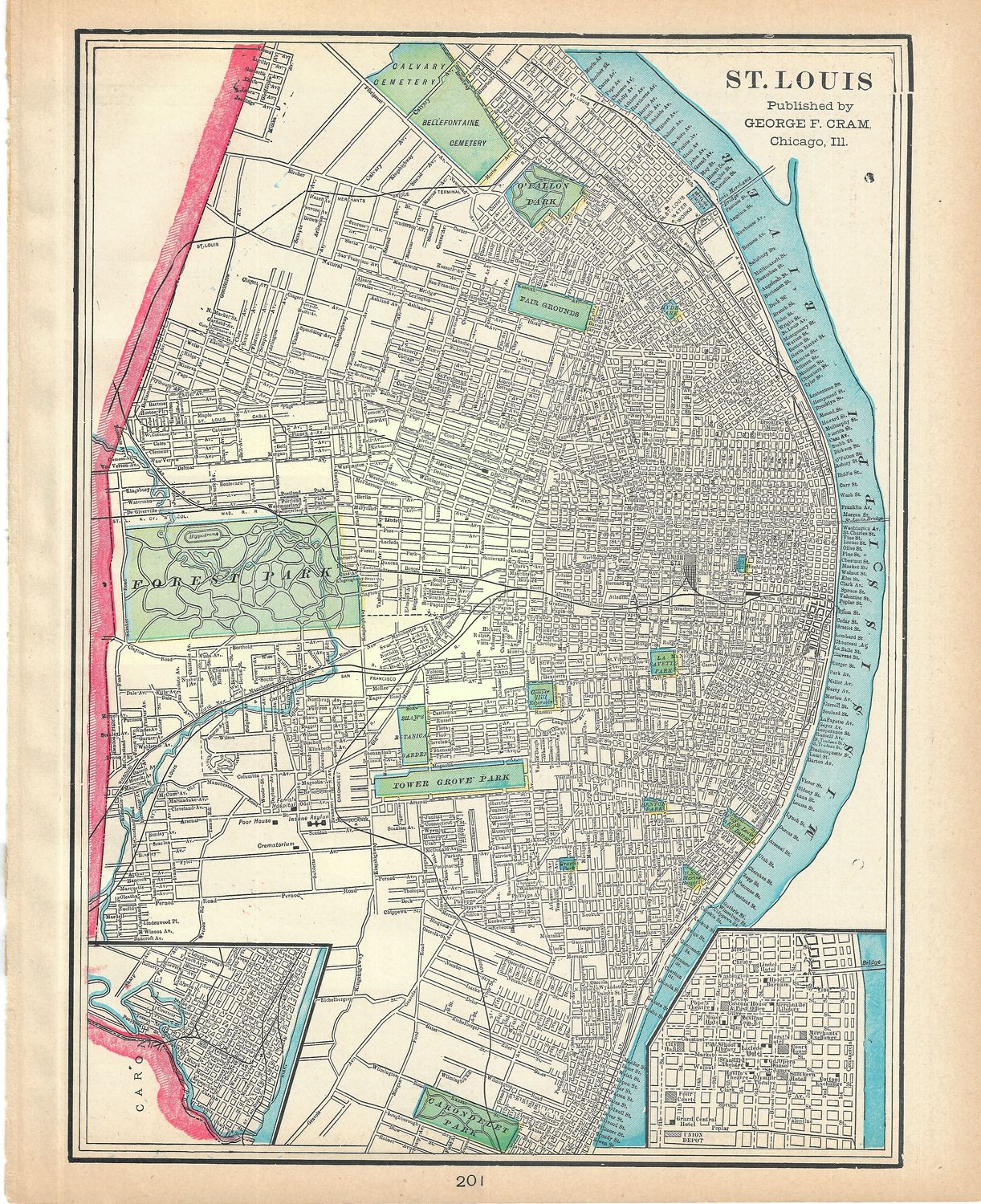 1901 Map of St. Louis (Kansas City) by George Cram
