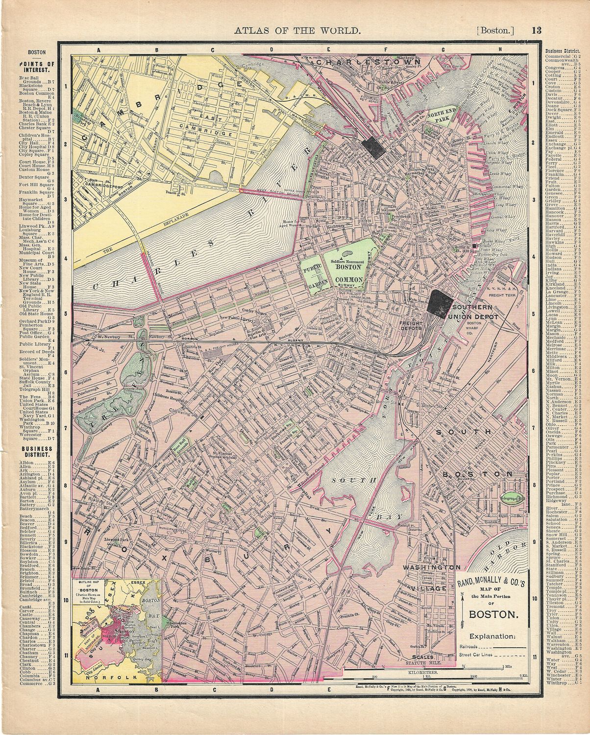 1903 Map of Boston (Rhode Island) w/ index