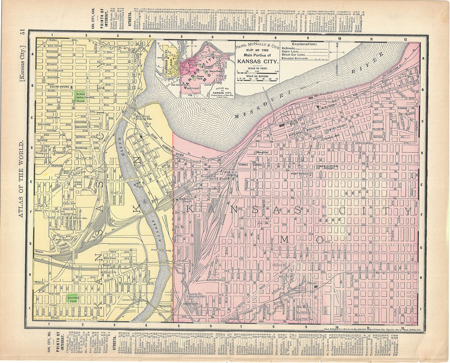 1903 Map of Kansas City w/ Index