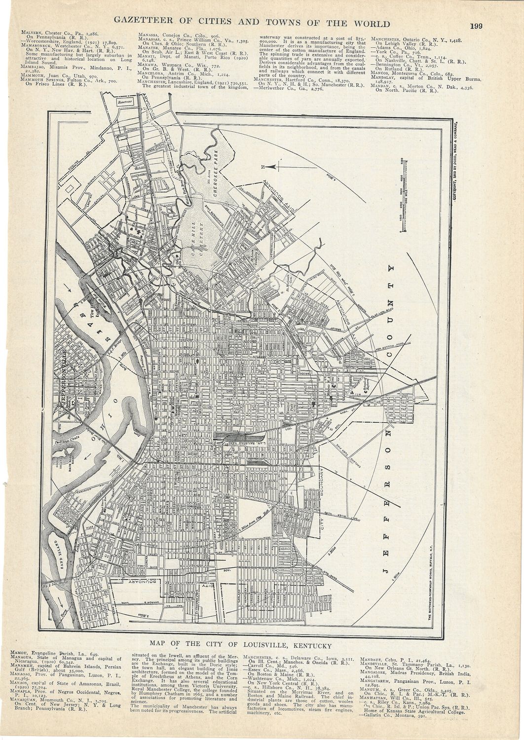 1921 (1903) Map of Louisville Ky from Dodd &amp; Mead Gazateer