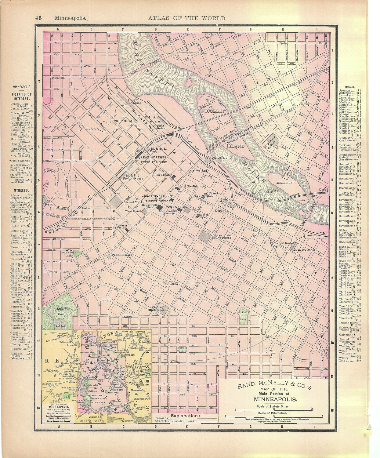 1903 Map of Minneapolis, Mn. (St.Paul) w/ Index