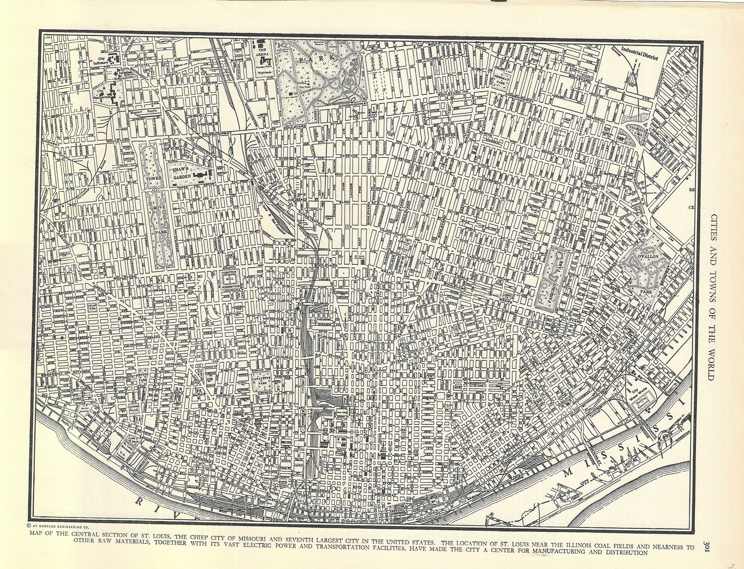 1921 (1904) Map of Central St. Louis , Mo.