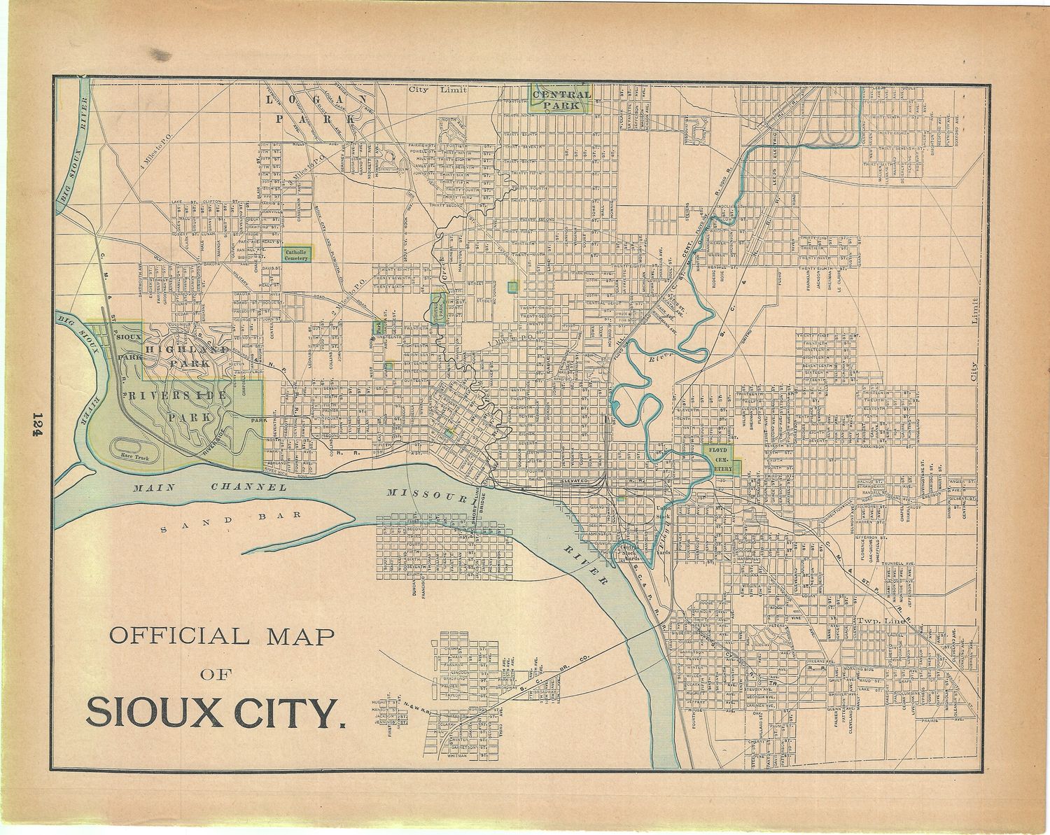 1911 Map of Sioux City SD (St.Joseph) by George Cram