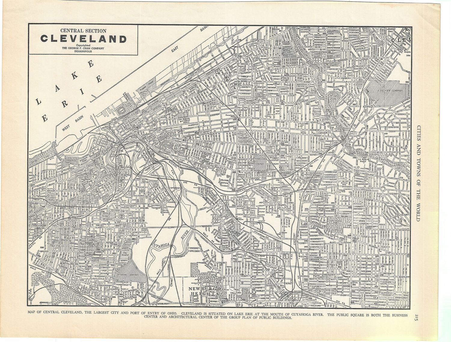 1927 Map of Cleveland , Oh by Collins
