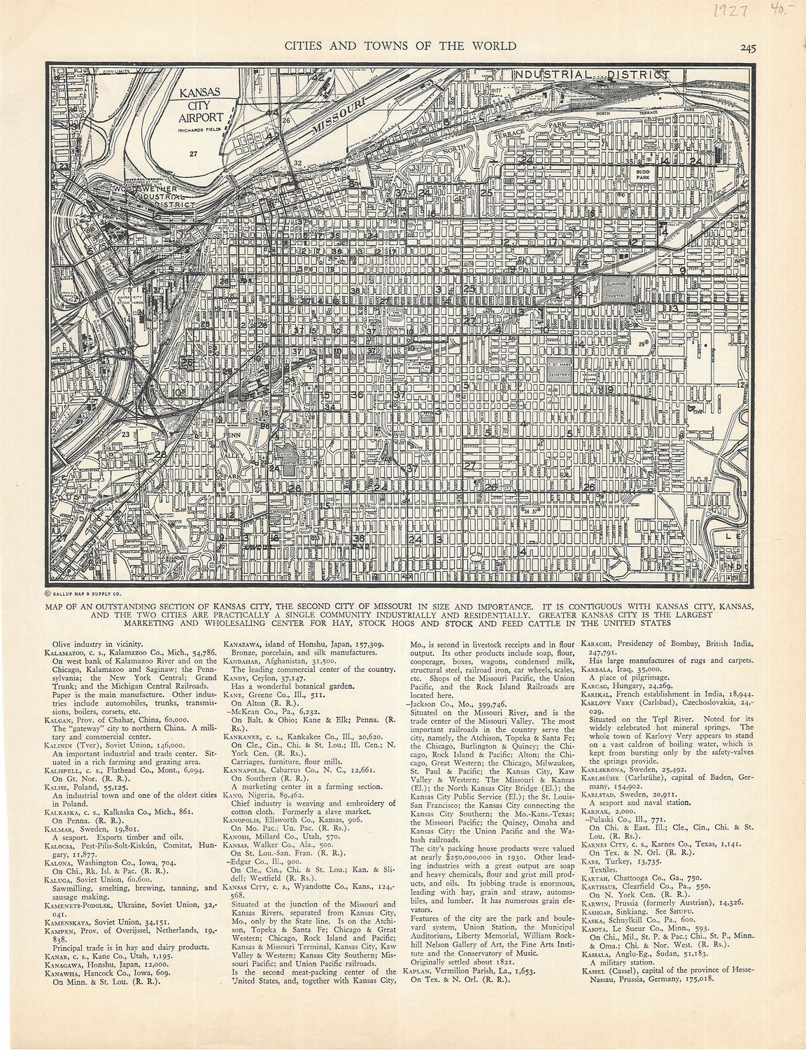 1927 Map of Kansas City, Mo by Collins