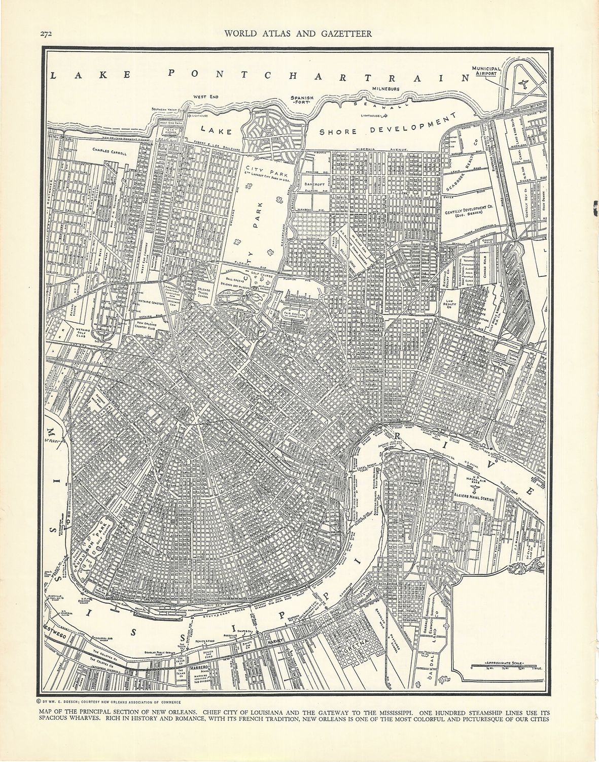 1921 Map of New Orleans from the Gazetteer of Cities &amp; Towns by J N Matthews