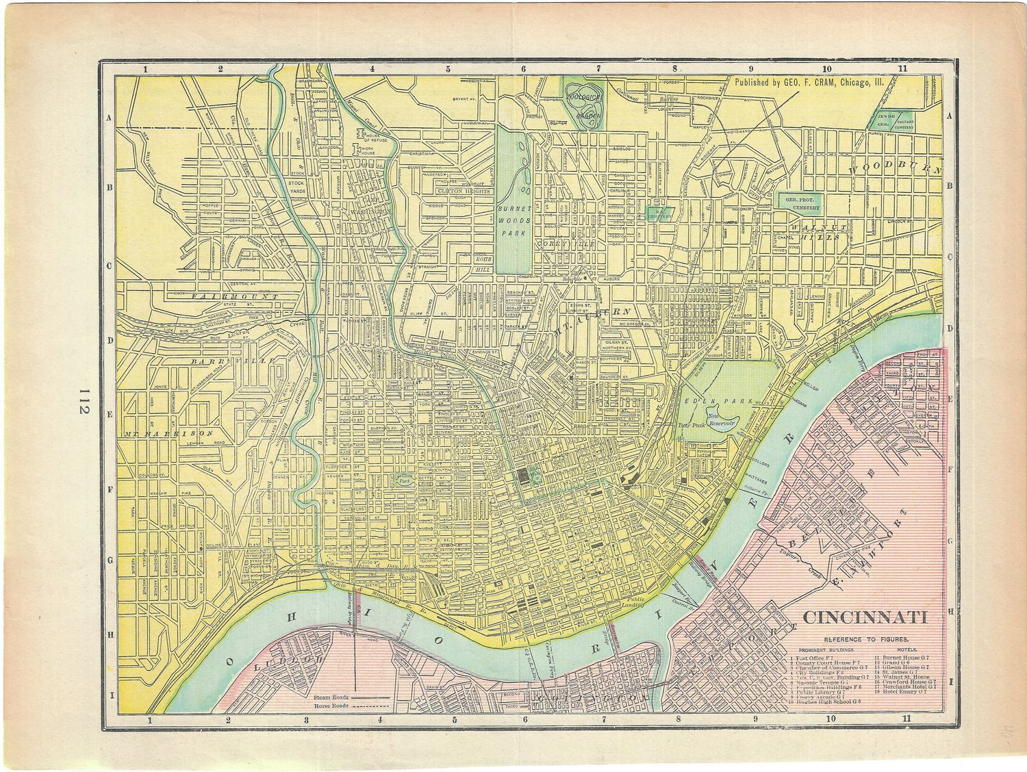 1901 Map of Cincinnati by George Cram