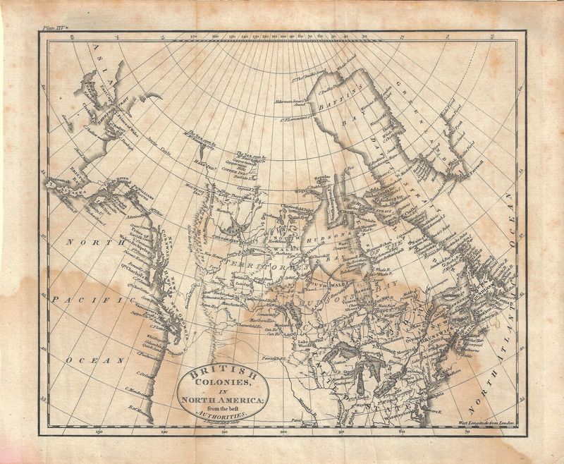 1808 Map of British Colonies in North America by John Russell