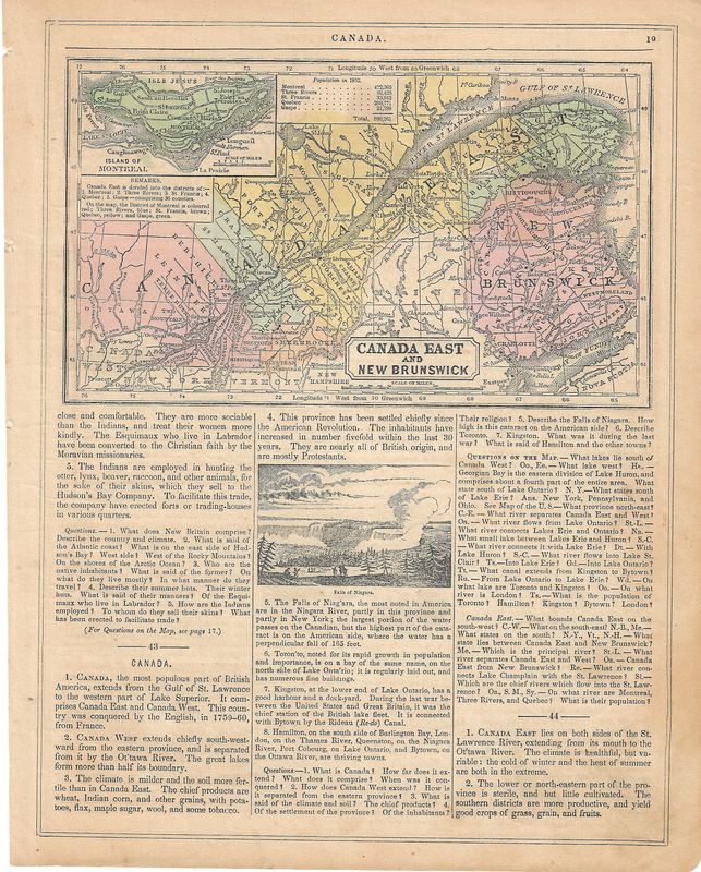 1855 Map of Nova Scotia &amp; New Foundland w/text