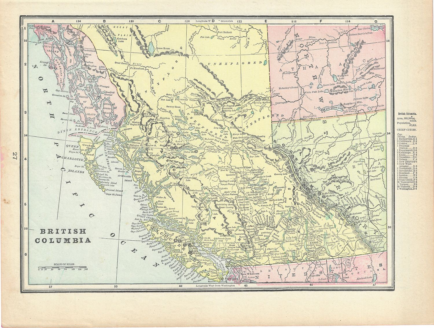 1888 Map of British Columbia by Atlas Publishing Co. - Chicago