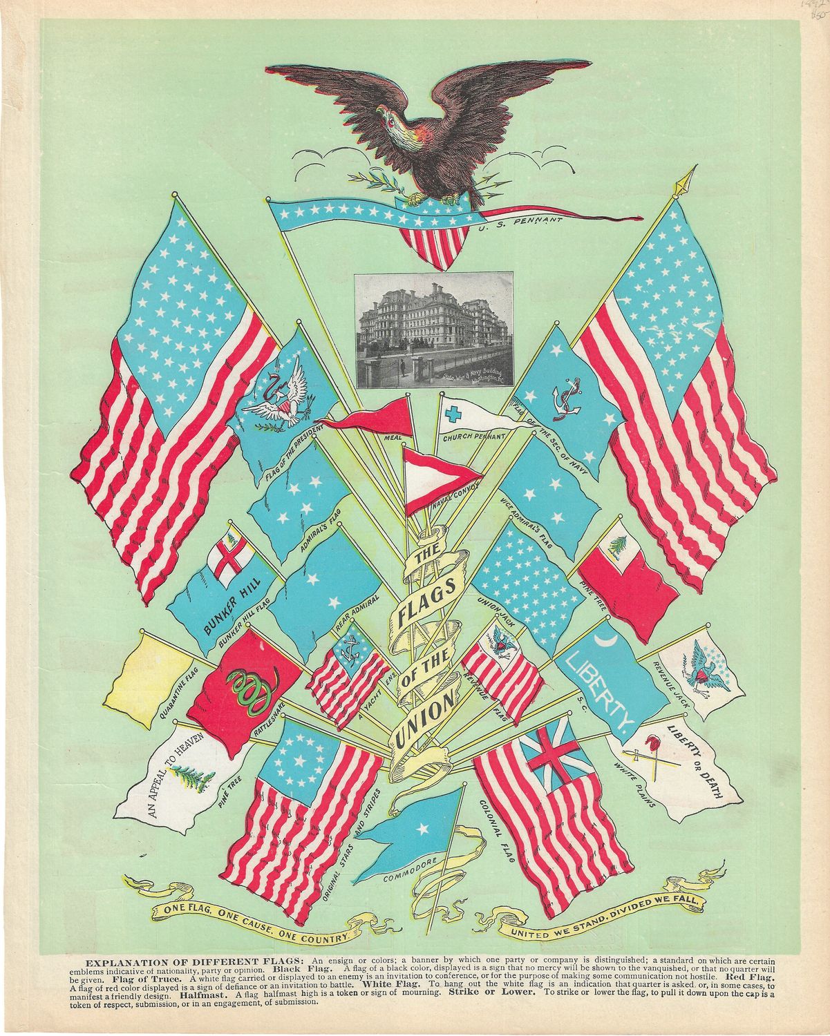 1892 View of the Flags of the Union w/ All nations on reverse