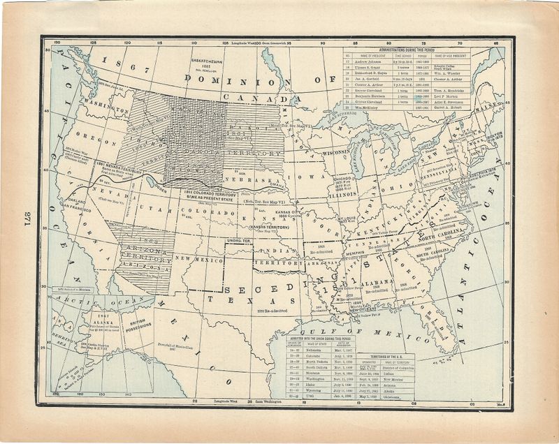 1898 Historical Map of the US
