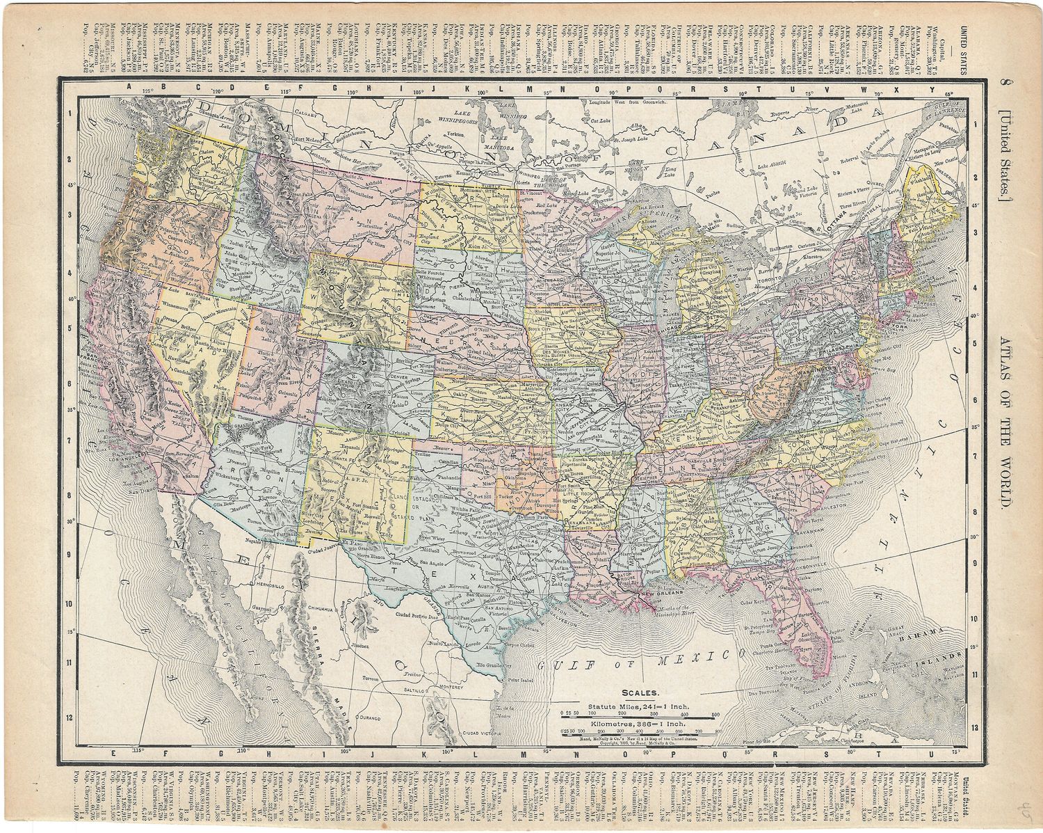 1895 Map of United States from Rand McNally Atlas of the World