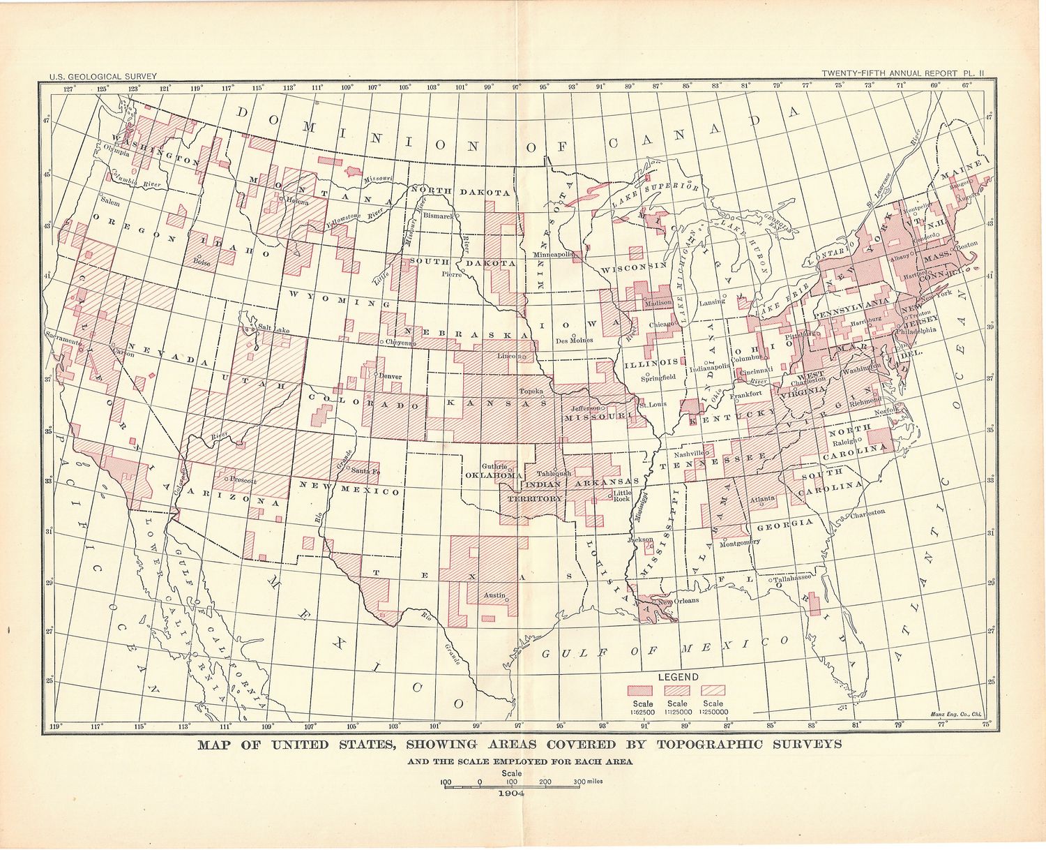 1904 Map of the United States by the US Geological Survey