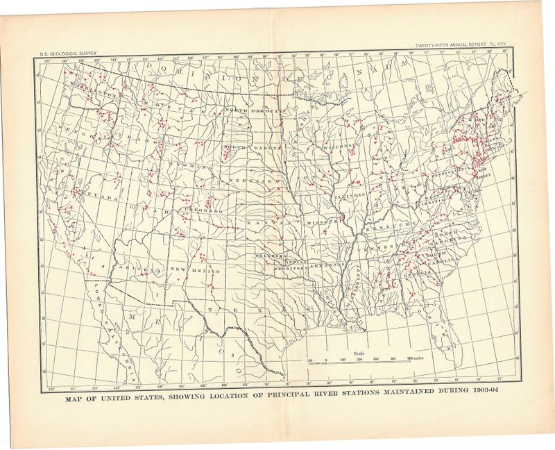 1904 Map of United States River Stations by the US Geological Survey