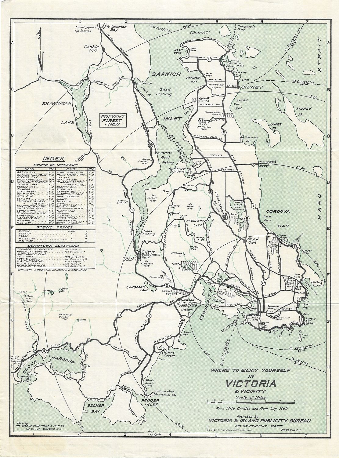 1948 Map of Where to Enjoy Yourself in Victoria from the Publicity Bureau