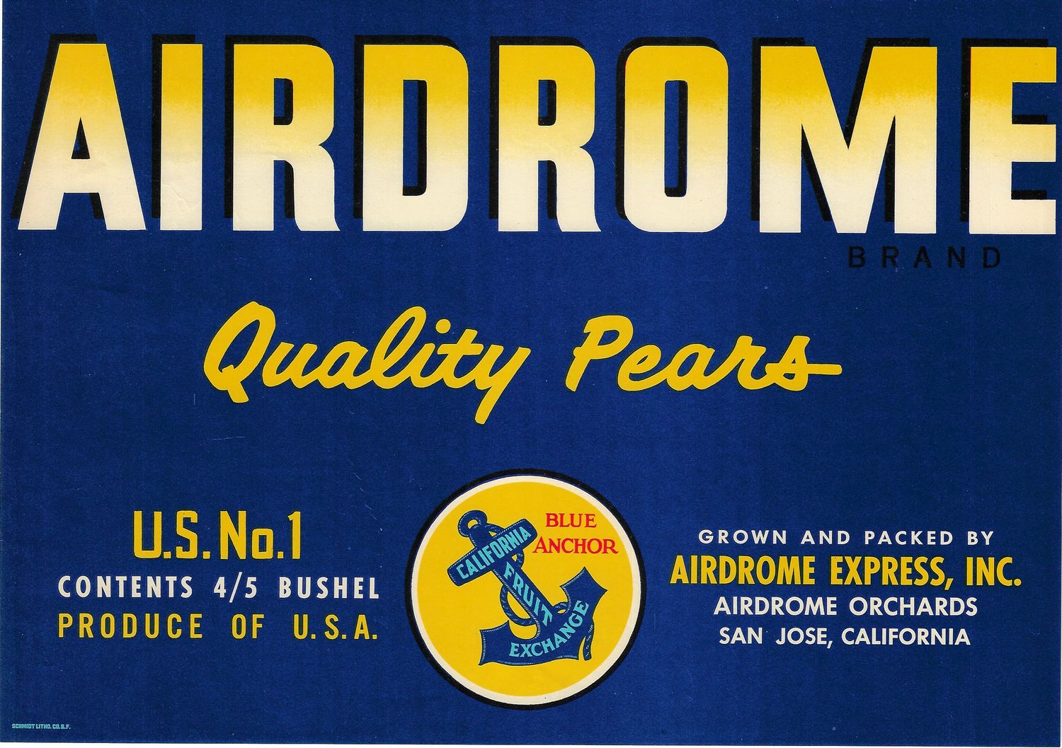20th Century Fruit Label - Airdrome Pears of San Jose