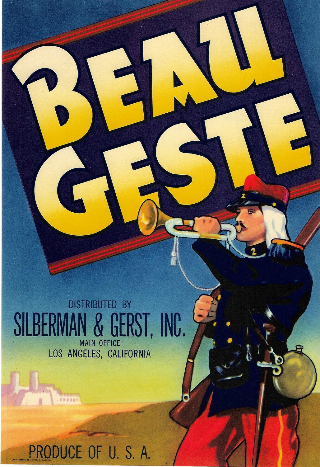 20th Century Fruit Label - Beau Geste of Los Angeles