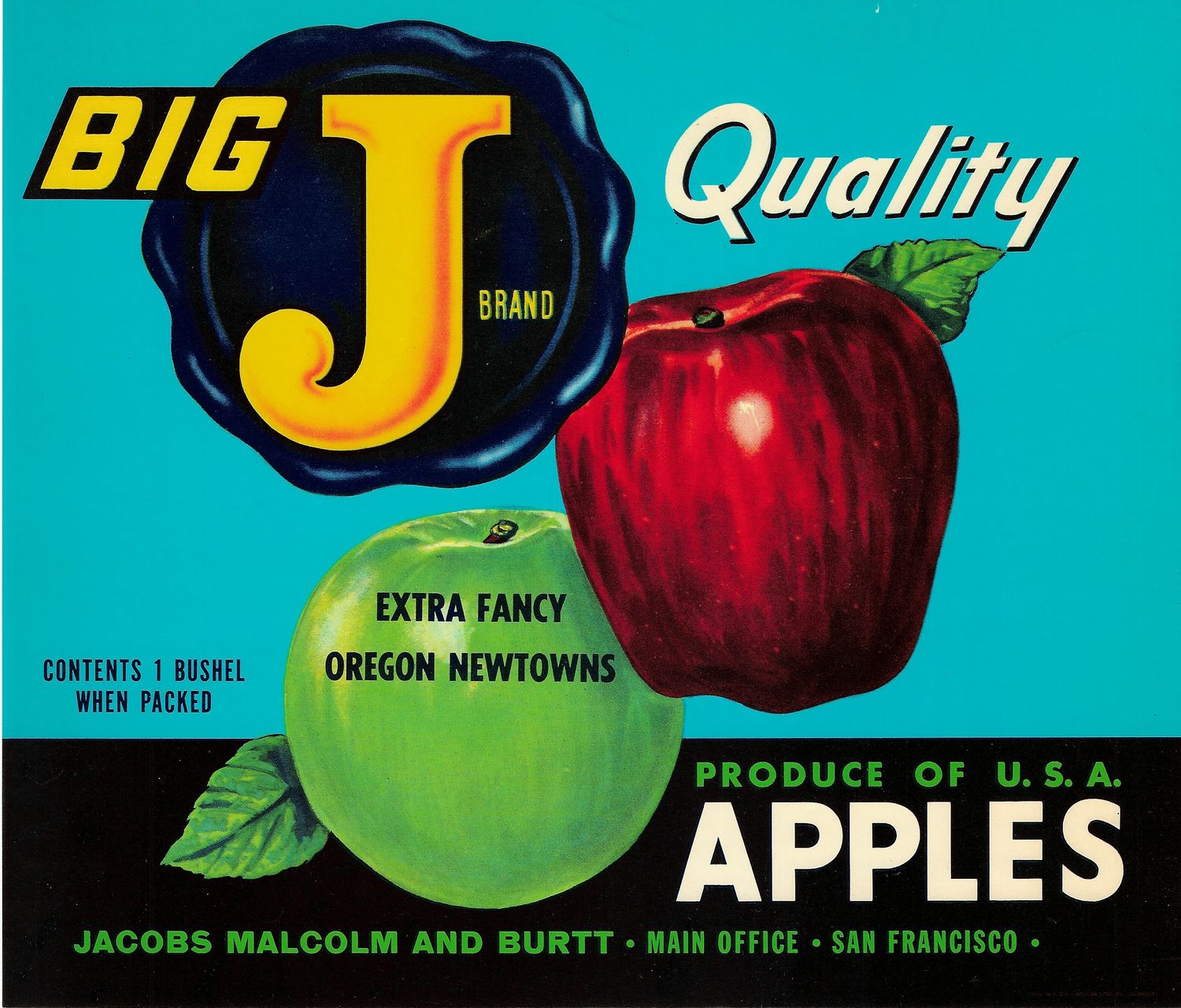 20th Century Fruit Label - Big J Apples of San Francisco