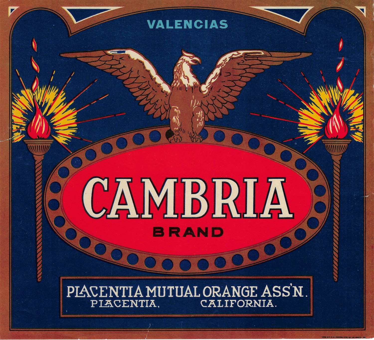 20th Century Fruit Label - Cambria Oranges of Placentia
