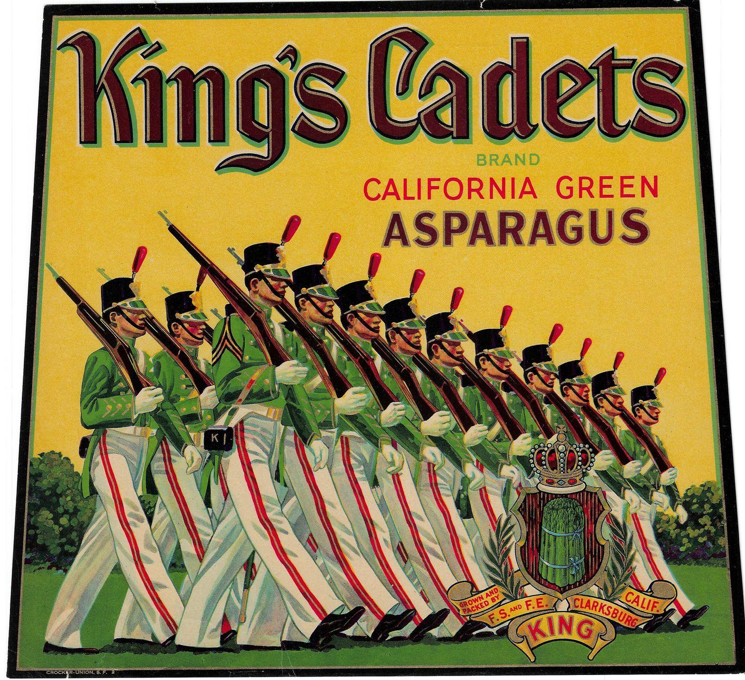 20th Century Fruit Label - Kings Cadets Asparagus of Clarksburg
