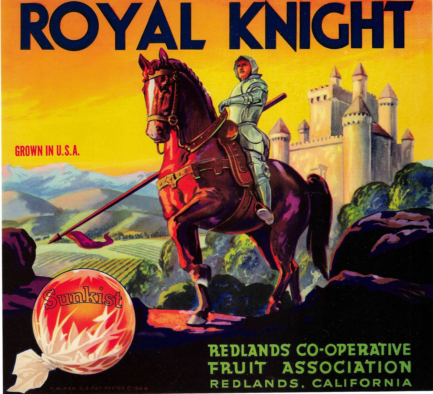20th Century Fruit Label - Royal Knight Oranges of Redlands