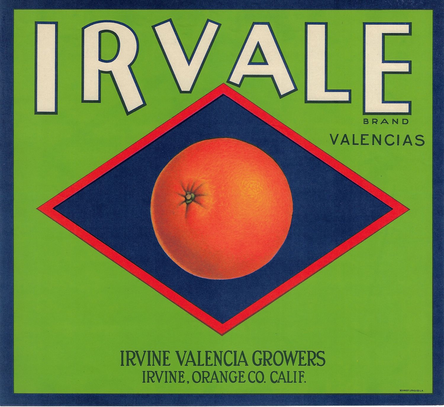 20th Century Fruit Label - Irvale Oranges of Irvine